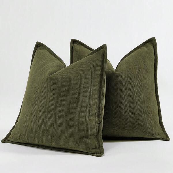 1pc (Pillow Insert Not Included) Fish Bone Textured Edged Throw Pillow Cover, Modern Luxury Soft Chenille Edged Decorative Cushion Cover, Suitable For Sofa, Bed, Bedroom, Office, Hotel, Decor, All Seasons