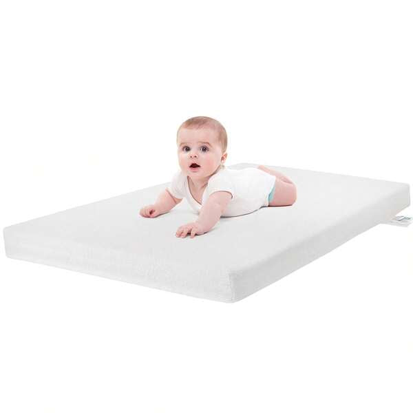 Ferlizer Crib Mattress Topper, 2.25 Inch Memory Foam Crib Mattress With 100% Waterproof Bamboo Rayon Cover For 52" X 28" Crib And Toddler Bed