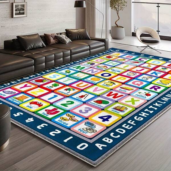 Cute Numbers Letters Flannel Area Rug Door Mats Outdoor Carpet Comfortable Home Decor Mat Non-Slip Rubber Bottom Suitable Shopping Centers Game Room Living Rooms Bedrooms Offices Camping Daily Festivals Weddings Gymnasium Rug