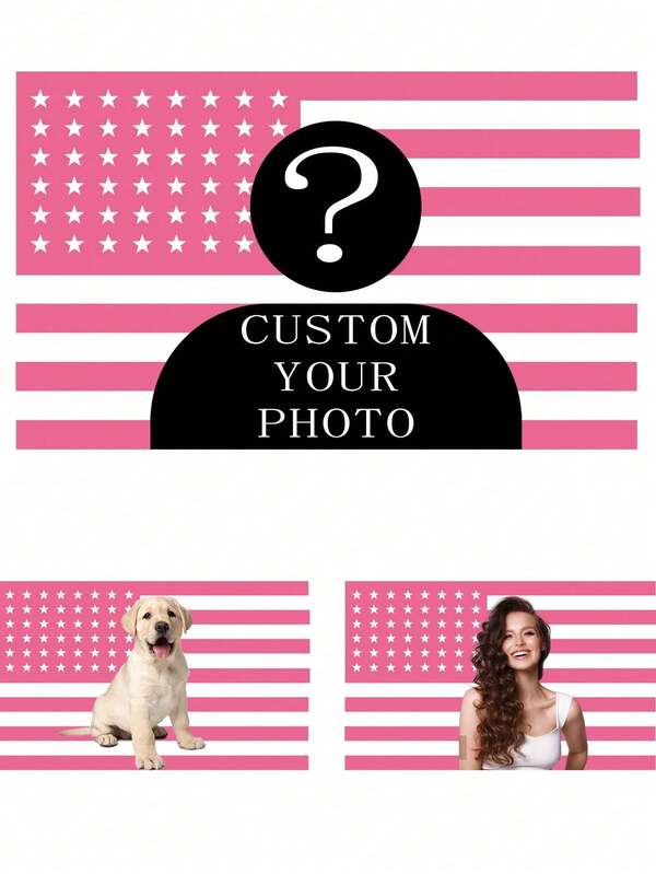 Custom Photo American Flag Tapestry, Personalized Pink US Flag Wall Hanging, Polyester Banner, 4th Of July, Independence Day, Home Bedroom Dorm Aesthetic, Gift For Birthday, Wedding, Graduation, Christmas, Mother's Day, Father's Day, Thoughtful Gift